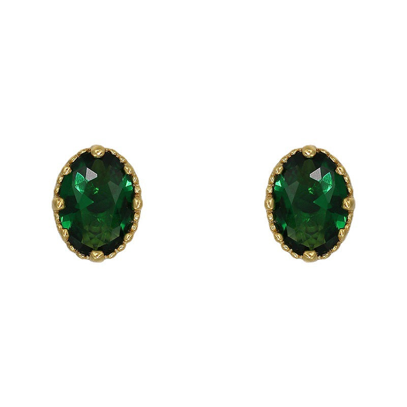 French Cake Side Grandmother Green Oval Earrings