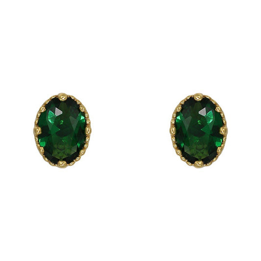 French Cake Side Grandmother Green Oval Earrings