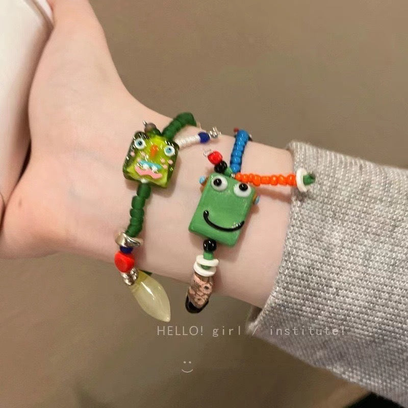 Summer Cute Cartoon Robot Color Beaded Bracelet