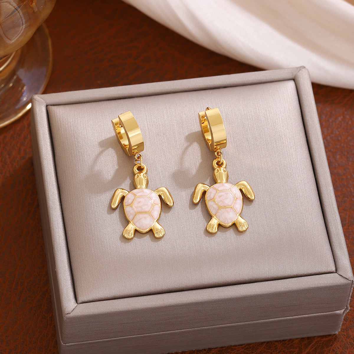 Personalized Turtle Eardrops Color Stainless Steel Gold-plated Stud Earrings