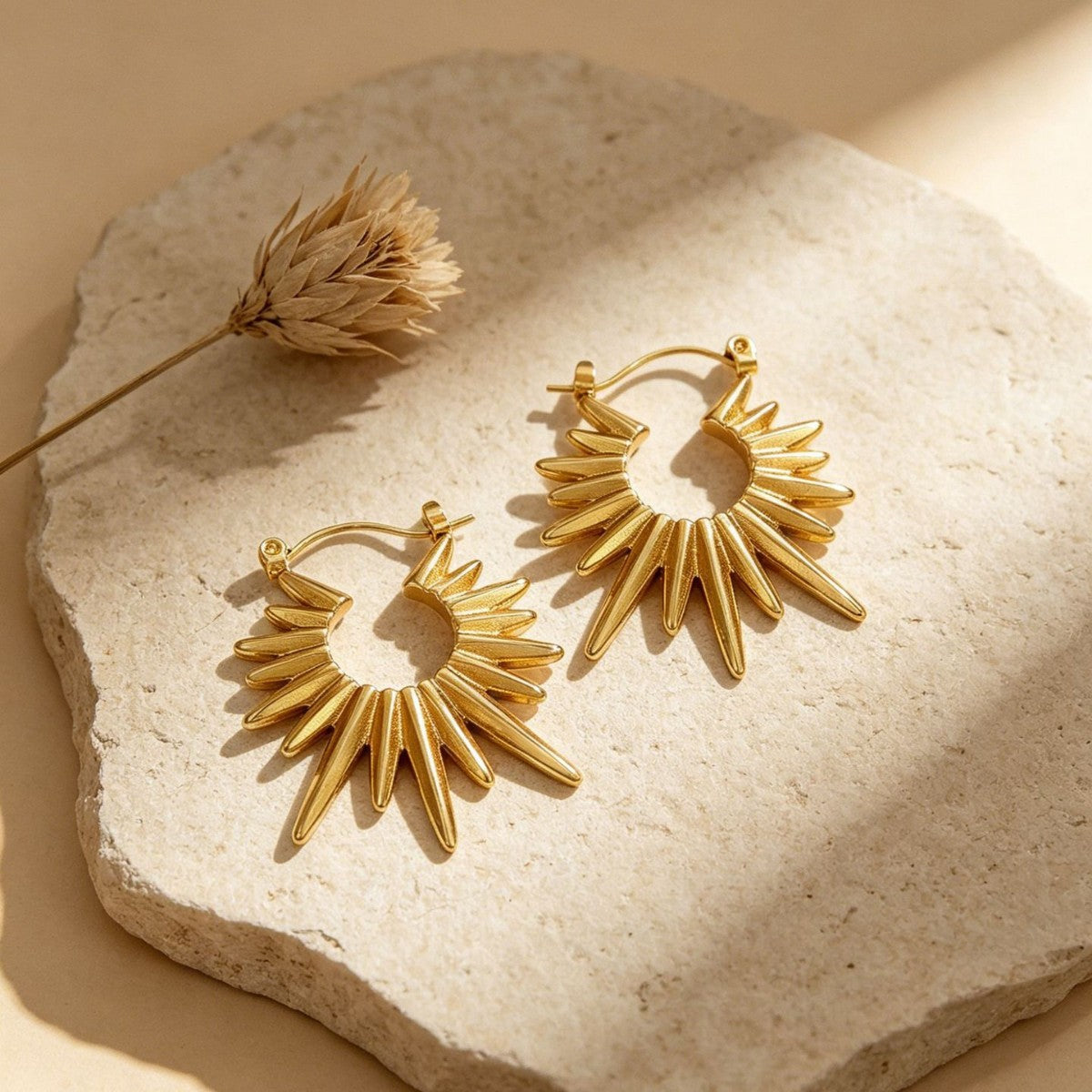 Design Sun Light Ear Clip Titanium Steel Earrings