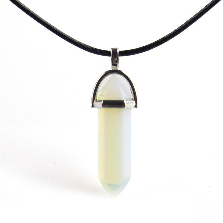 Natural Stone Hexagon Prism Fashion Crystal Necklaces