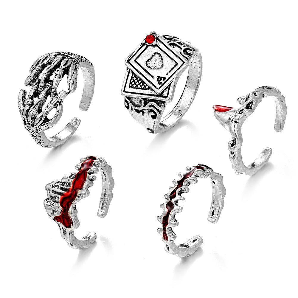 Skull Simulated Snakes Geometric Cross Fashion Retro Style Personality Ring