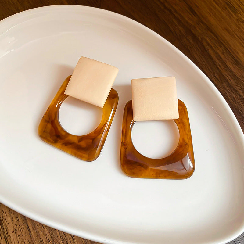 Women's Needle Geometric Irregular Resin Fashionable Retro Earrings