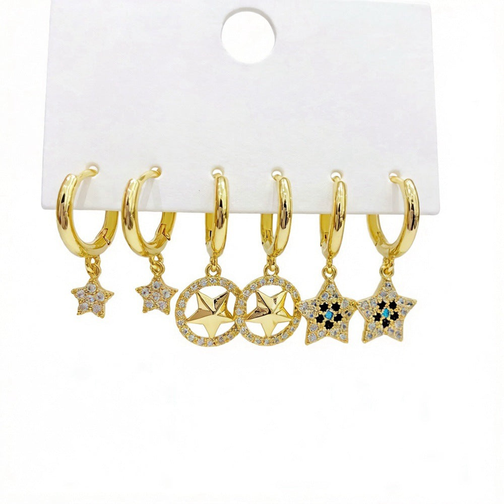 Ear Clip Three Pairs Copper Plated Real Earrings