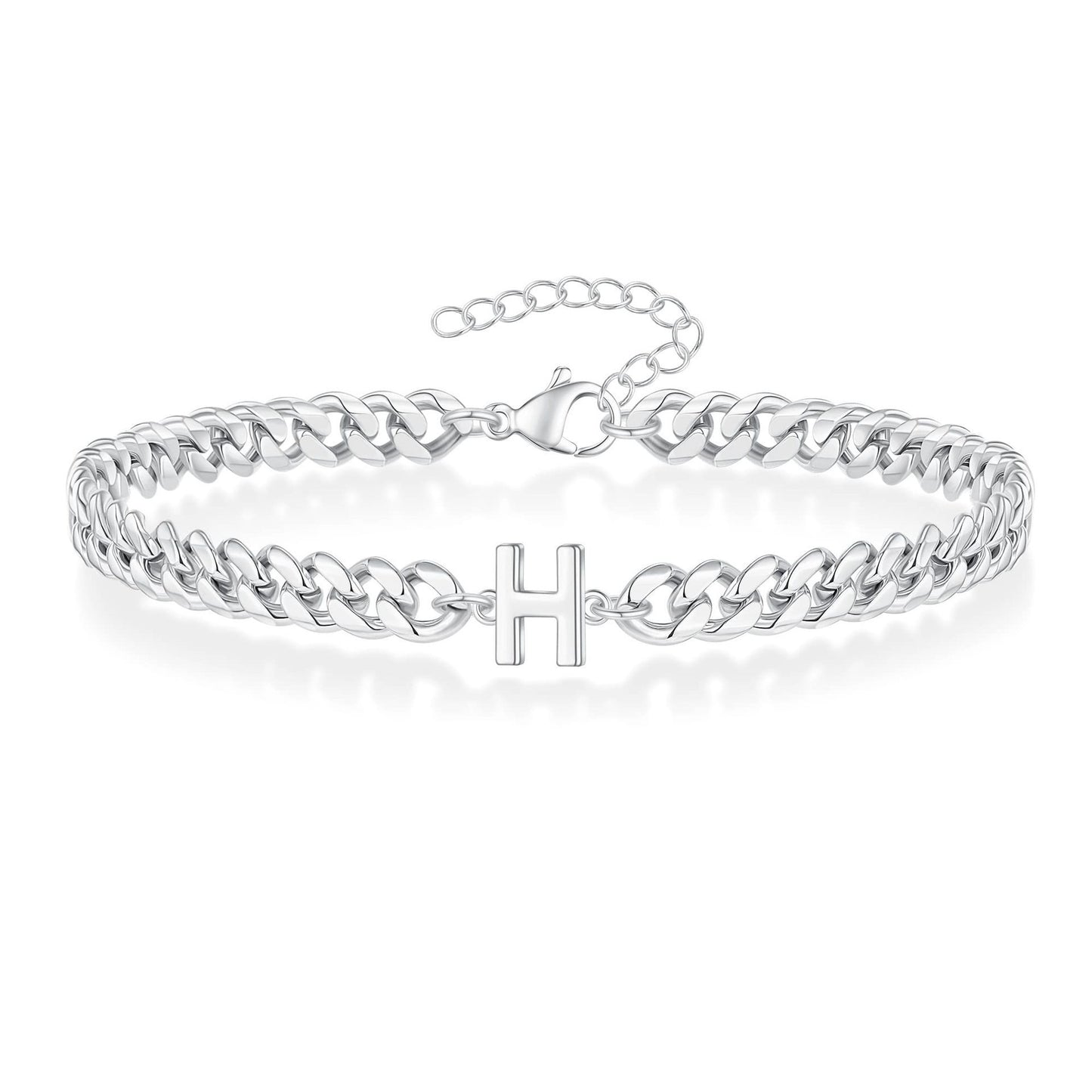 Men's English Initial Letter Stainless Steel Couple Bracelets