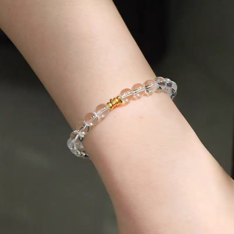 Women's Exquisite Sterling Sier Snake Bones Chain Ball Stitching Asymmetric Light Bracelet