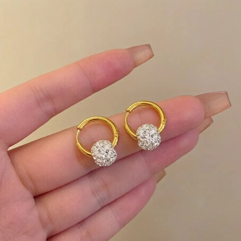 Diamond Female Simple Light Luxury High Sense Niche Ear Clip Earrings
