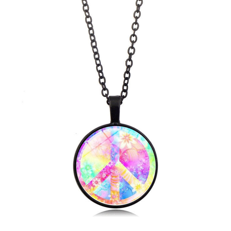 Women's Flower Peace Logo Time Stone For Vintage Necklaces