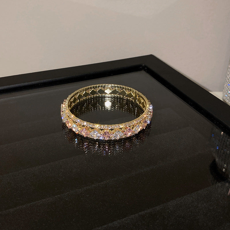 Pink Zircon Geometric Round Pull-out Retro Minority Elegant Bracelets