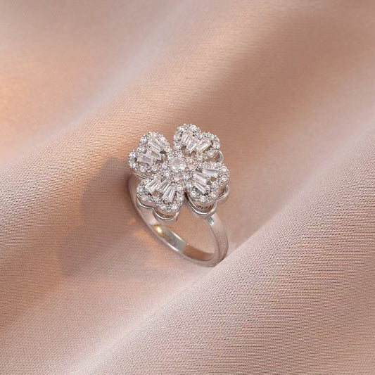 Women's Refined Rhinestone Rotatable Rotating Fashionable Index Rings
