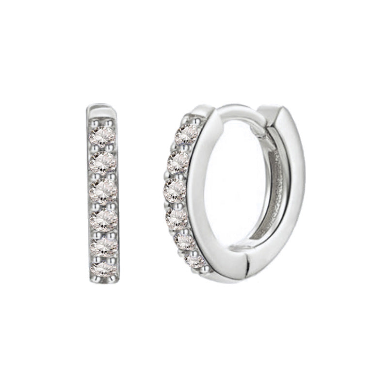 Women's Clip Simple Inlaid Zircon Personality Geometric Earrings