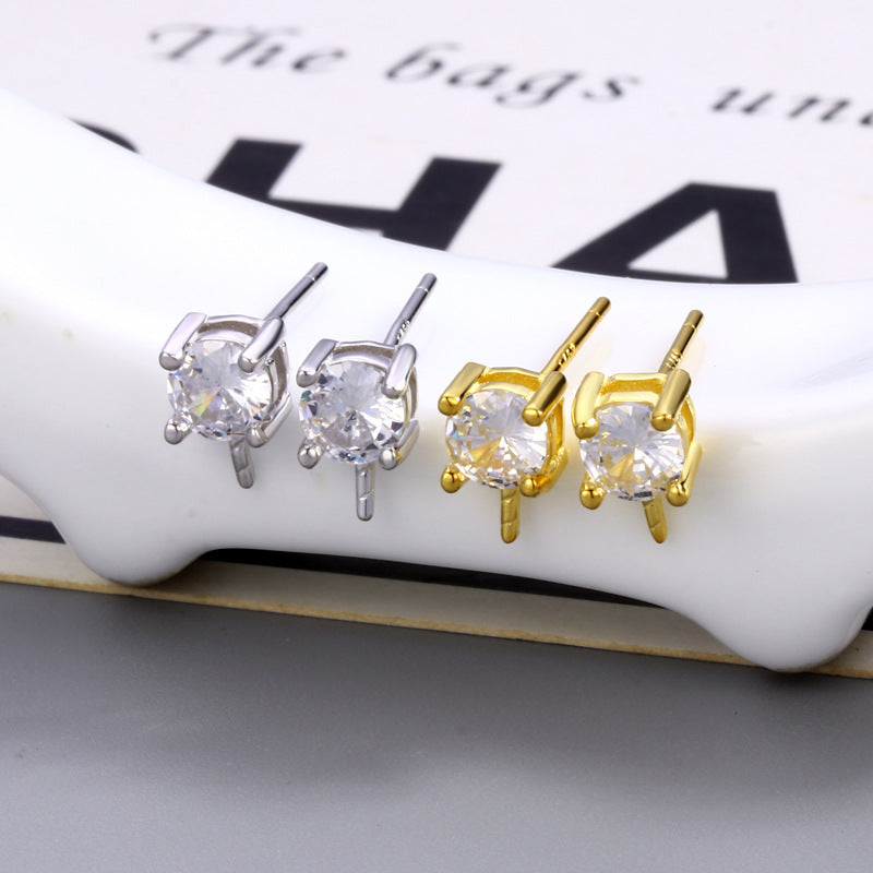 Women's Sier Diana Simple Fashion Ear Eardrop Frame Stud Earrings