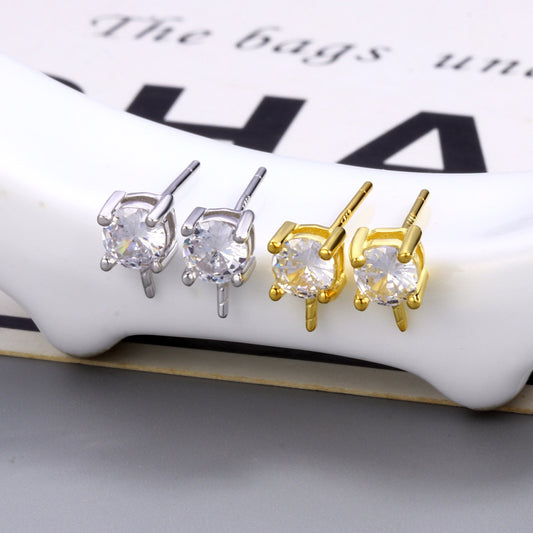 Women's Sier Diana Simple Fashion Ear Eardrop Frame Stud Earrings