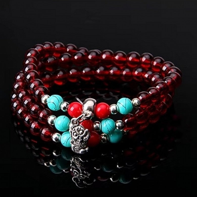 Women's & Men's Imitation Crystal Turquoise Garnet Beads Safe Bracelets