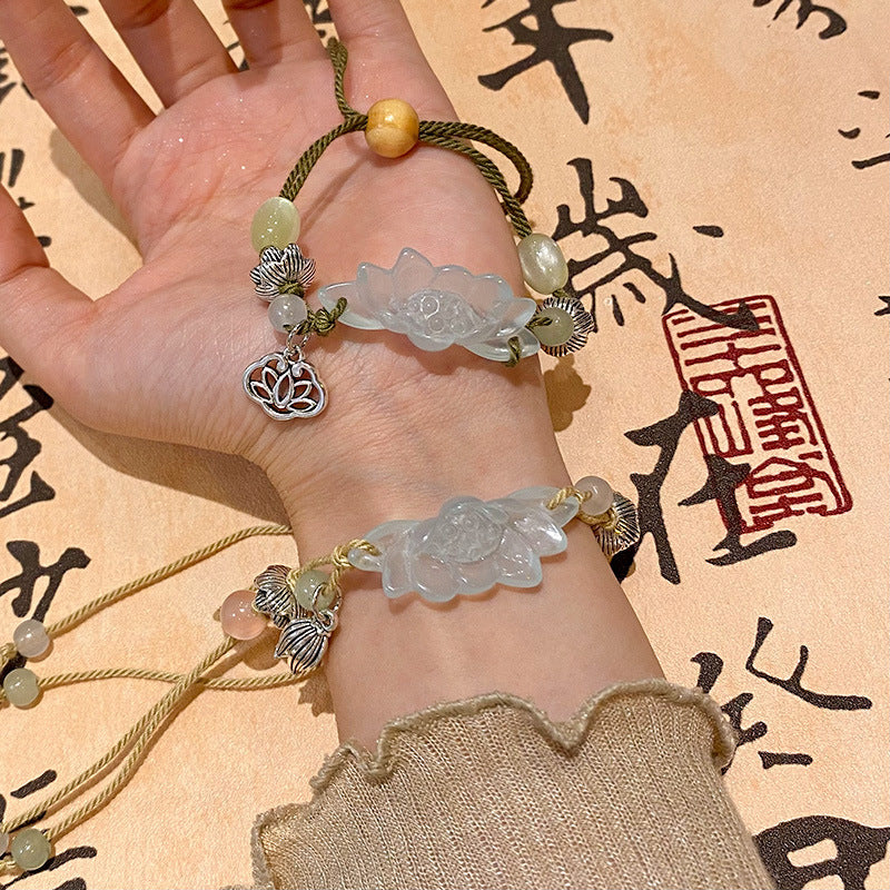 Chinese Style Woven Lotus Pull Female Niche Design Bracelets