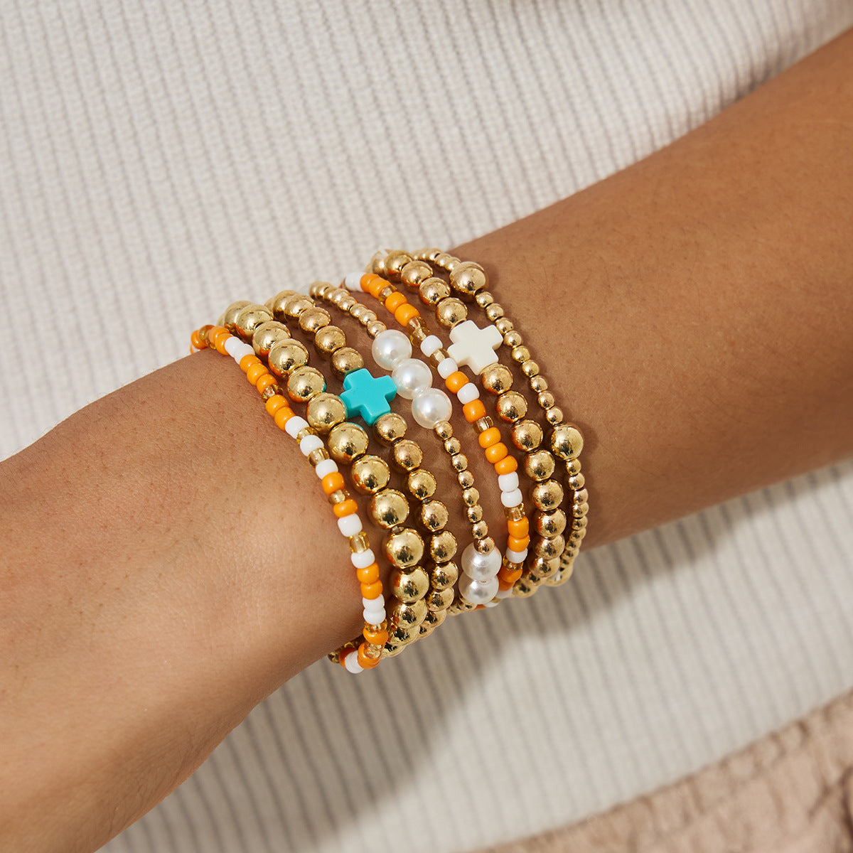 Imitation Pearl Beads Stringed Personality Acrylic Bracelets