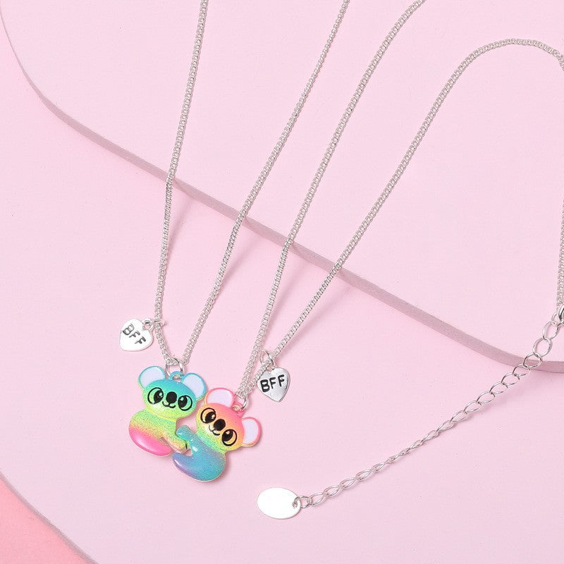 Children's Classic Colorful Raccoon Alloy Spray Paint Drop Jewelry Set