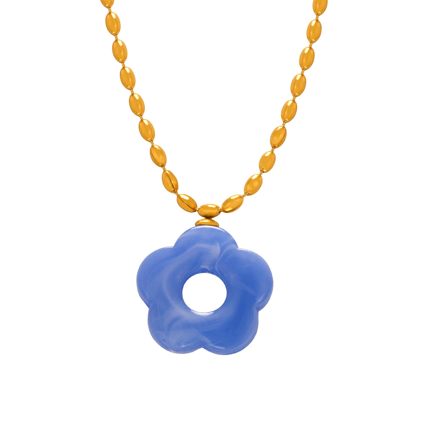 Women's Simple Sweet Fashion Titanium Steel Gold-plated Chain Flower Jewelry Set