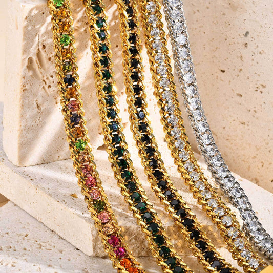 Stainless Steel Chain Zircon Female Gold Bracelets