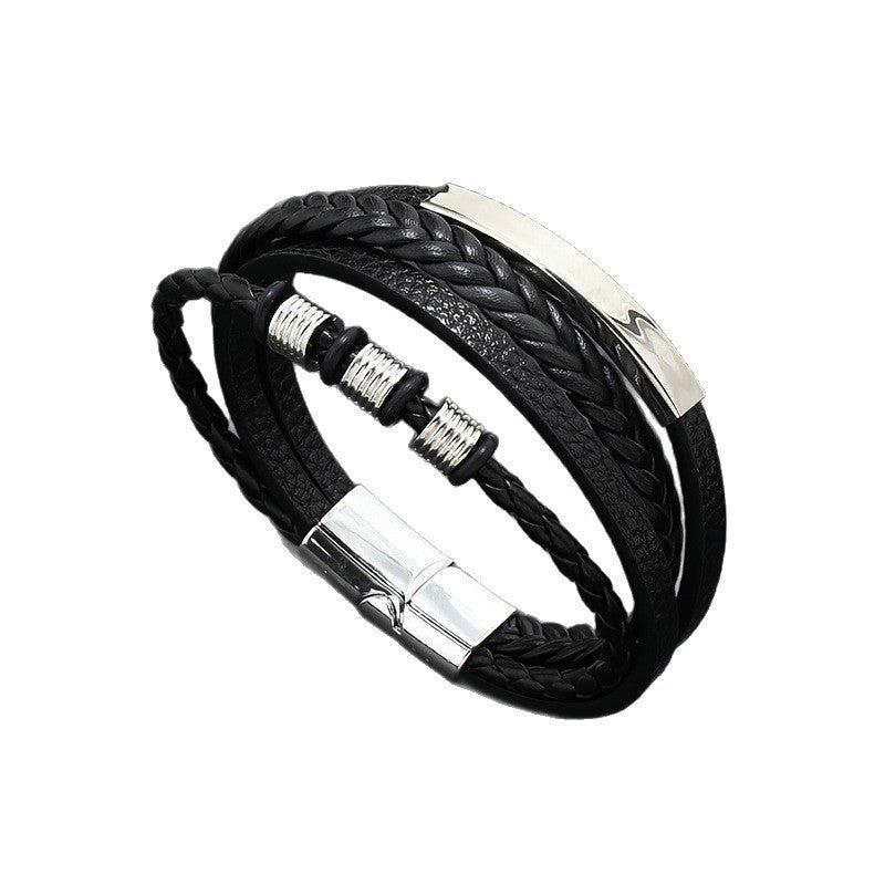 Men's Magnetic Buckle Vintage Leather Hand-woven Bracelets