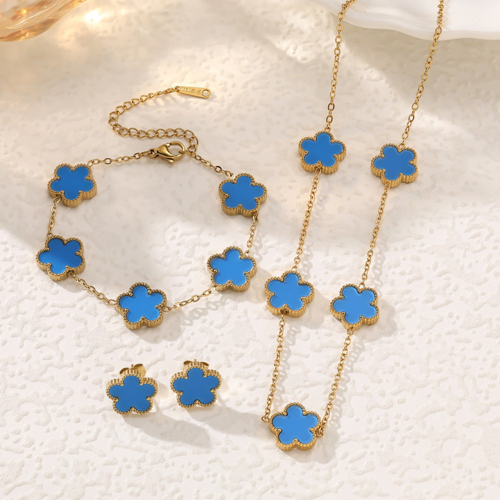 Women's Plating Temperament Wild Titanium Steel Lucky Five-leaf Necklaces