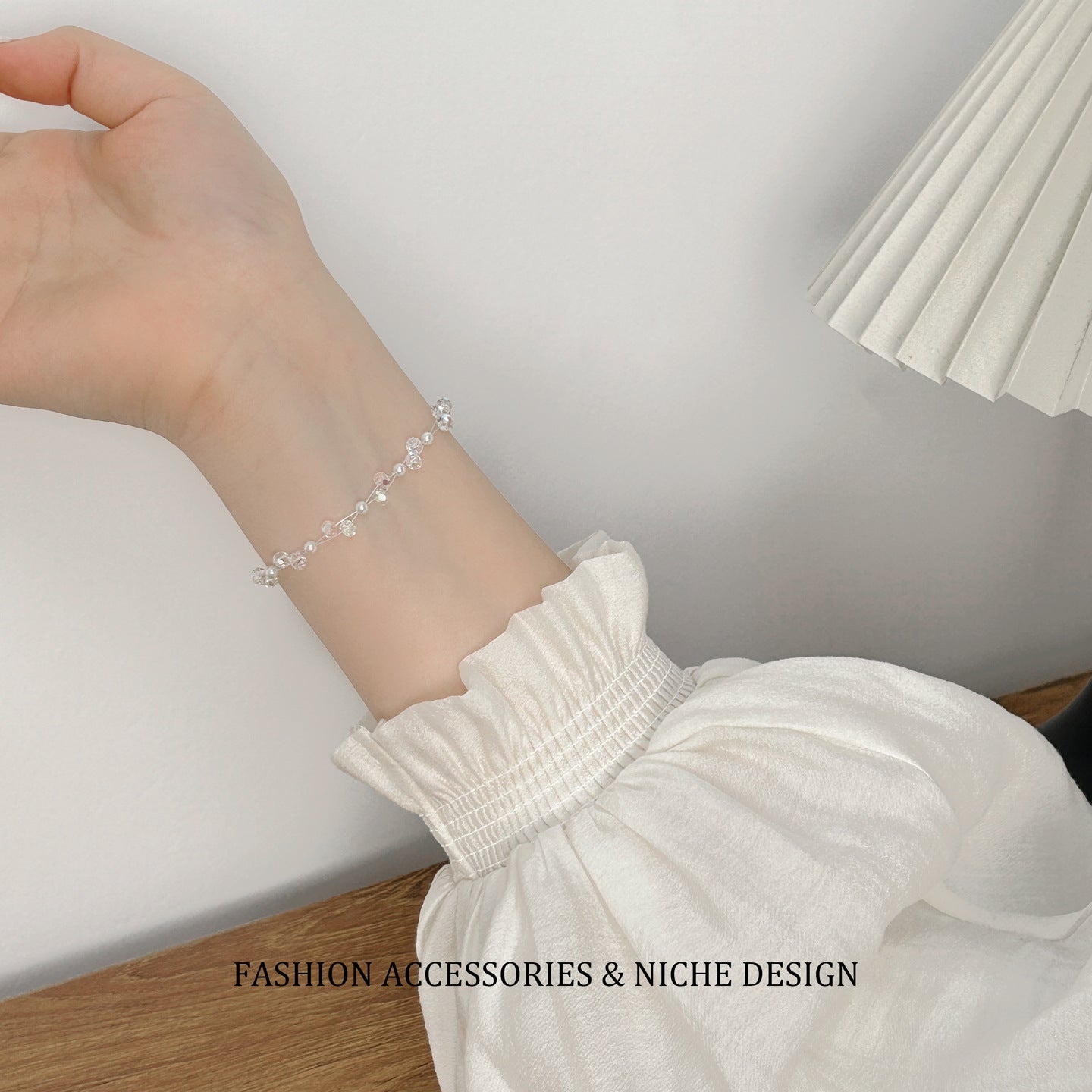 Entry Lux Fresh Square Diamond Pearl Fishing Line Simplicity Bracelet