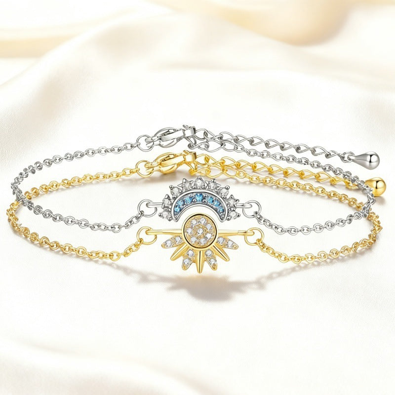 Moon Sun Inlaid Zirconium Couple Popular Fashion Bracelets