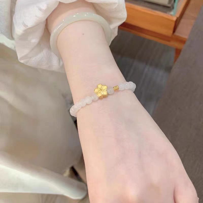 Pearl Lucky Beads Lotus Seedpod Peach Blossom Blessing Card Bracelet