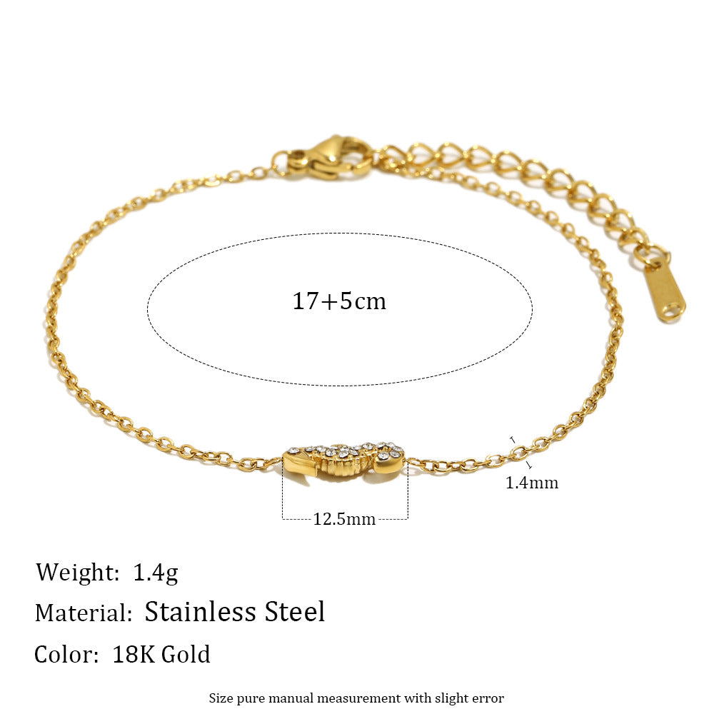 Fashion Simple Hand Stainless Steel Gold Plated Spot Drill Marine Bracelets