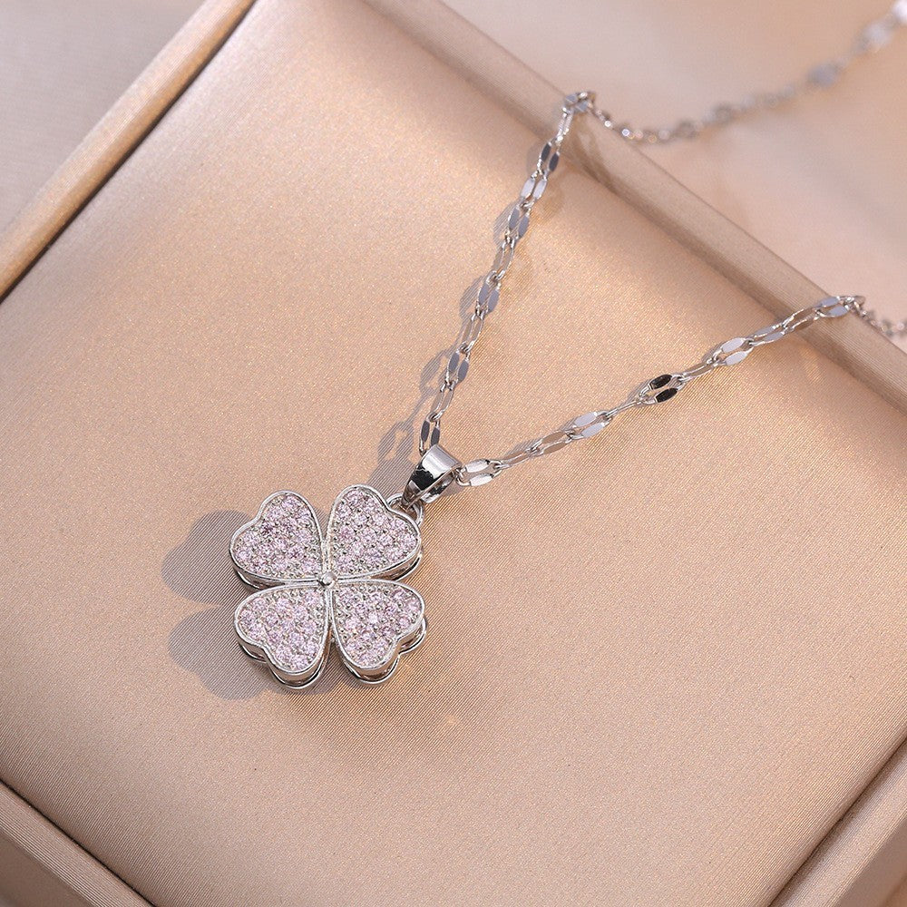 Women's Colorful Flower Titanium Steel Clavicle Chain Necklace