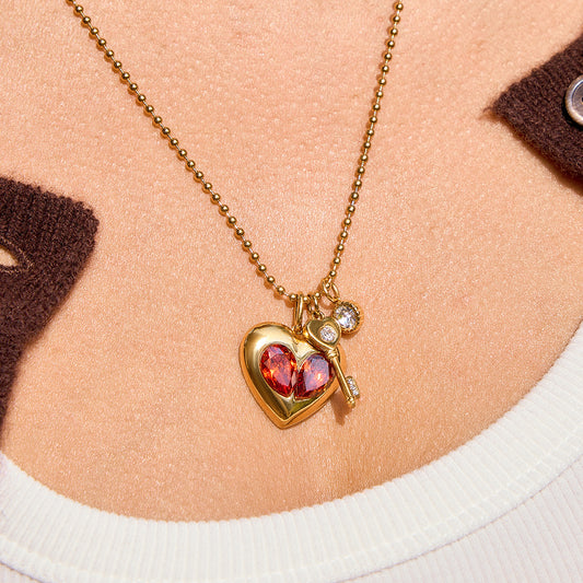 Women's Titanium Steel Loving Heart Zircon Light Luxury Minority Clavicle Chain Necklaces