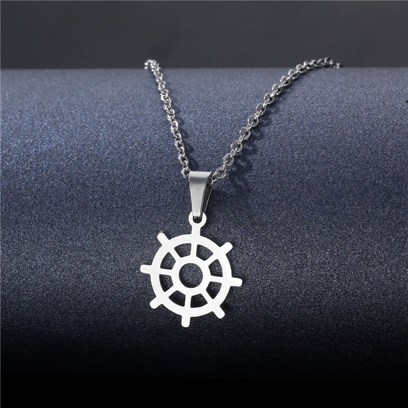 Stainless Steel Cut Hollow Geometry Tag Necklace