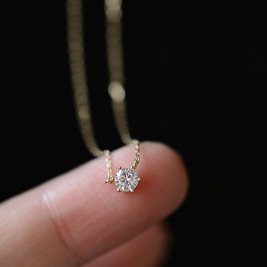 Women's Sterling Sier Gold-plated Minority Single Diamond Clavicle Chain Light Luxury Pendants