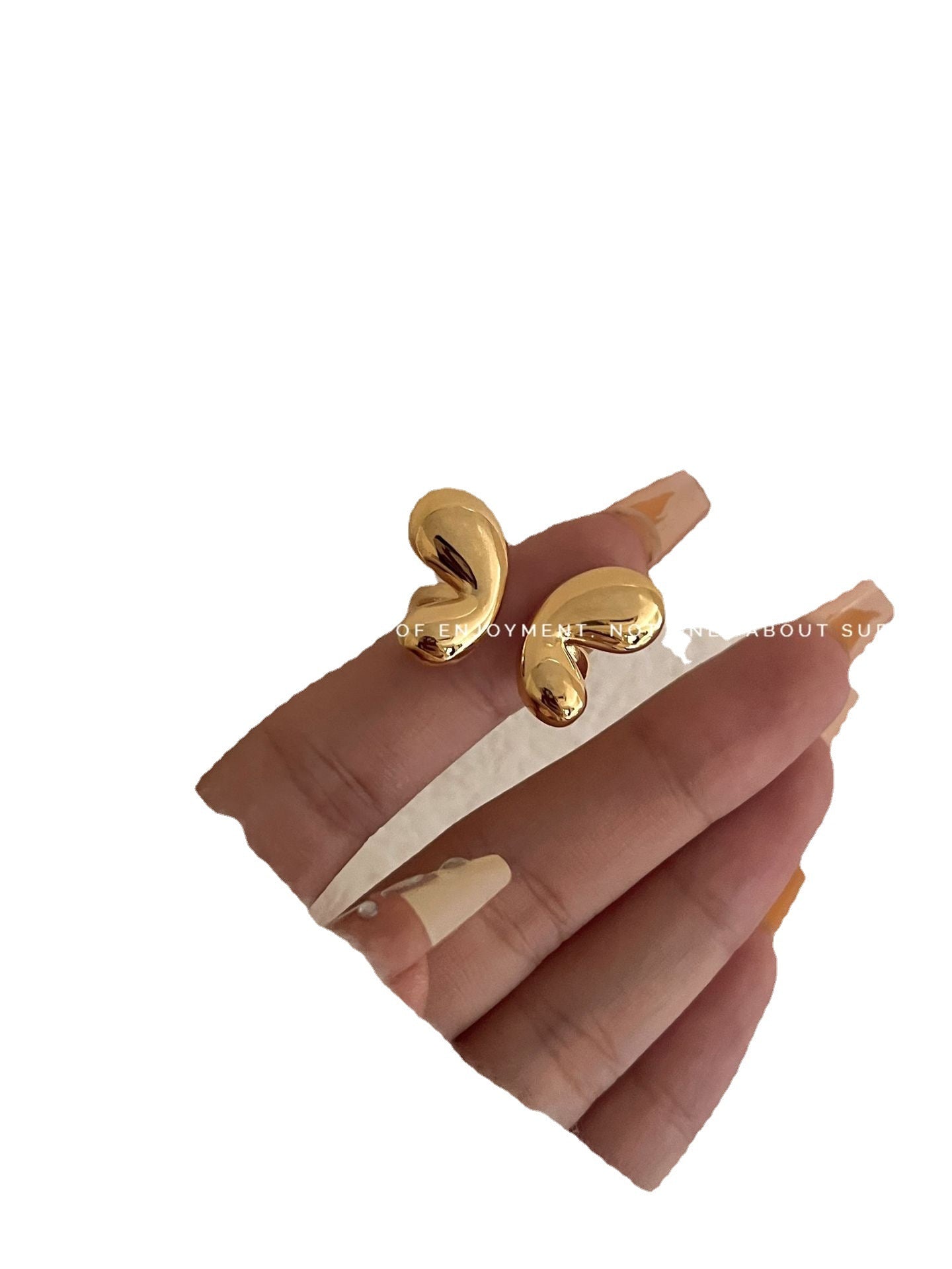 Metal Copper Plated Real Gold Glossy Butterfly Star Open-end Simple Ring