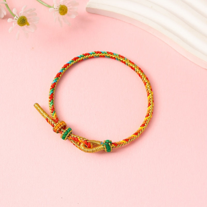 Children's Colorful Braided Rope Wrist String Safe Red Bracelet