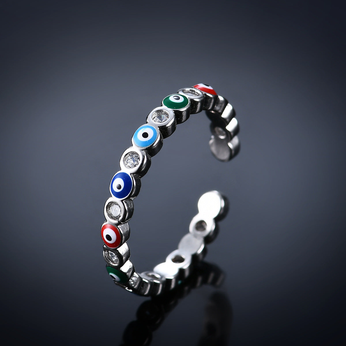 Copper Micro Inlaid White Zircon Colorful Oil Creative Rings