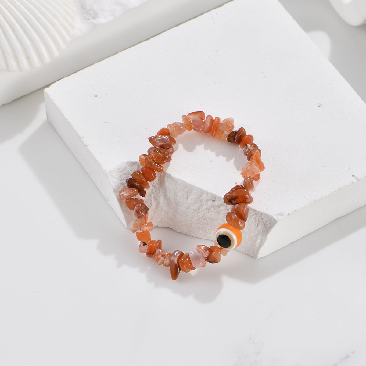 Devil's Eye Natural Gravel Beaded Crystal Stretch Rough Stone Bracelets