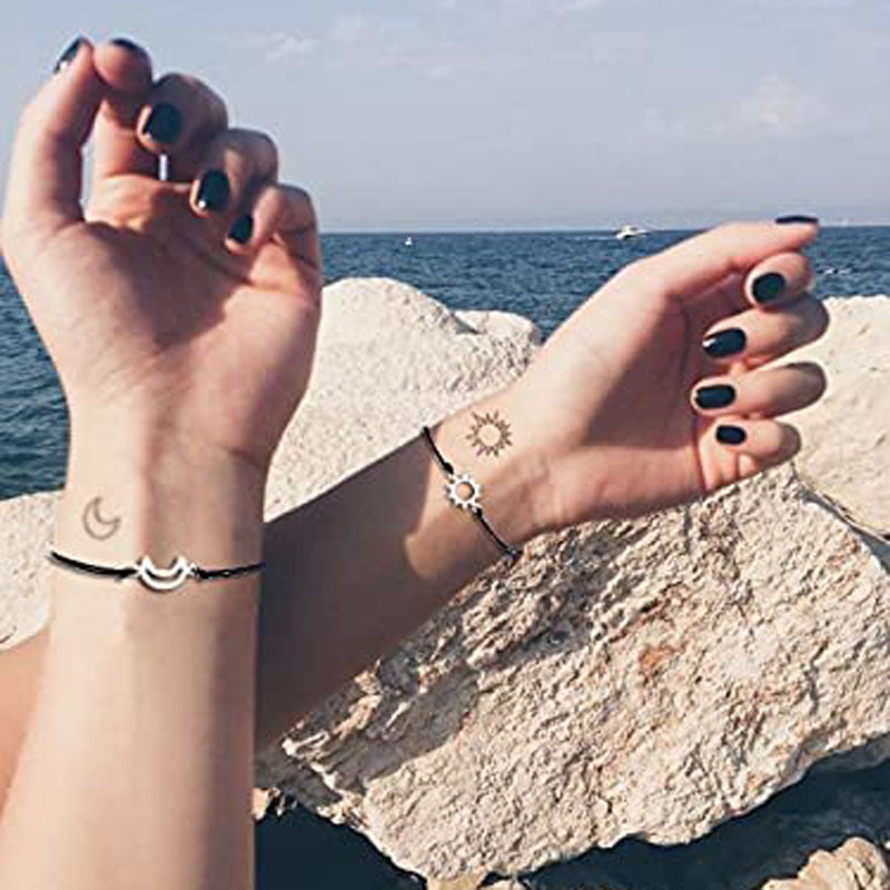 Alloy Moon Sun Woven Wrist String Couple Bracelet