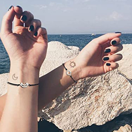 Alloy Moon Sun Woven Wrist String Couple Bracelet
