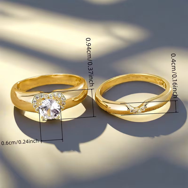 Fashion Imitation Moissanite White Gold Plated Couple Rings