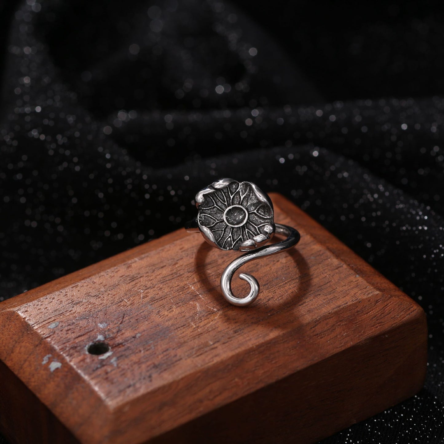 Men's Retro Trendy Sier Open Single Lucky Rings