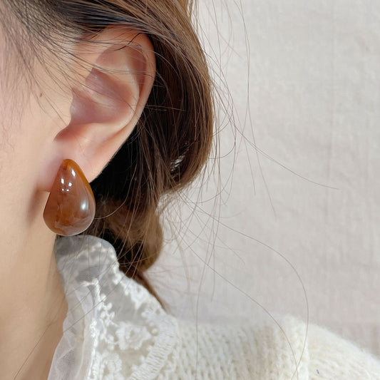 White Water Drop Vintage Geometric Texture Earrings