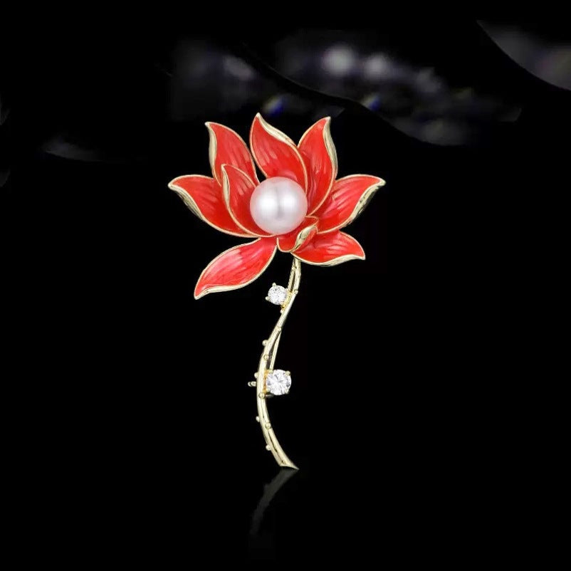 Style Brooch Retro Blue Lotus Female Brooches