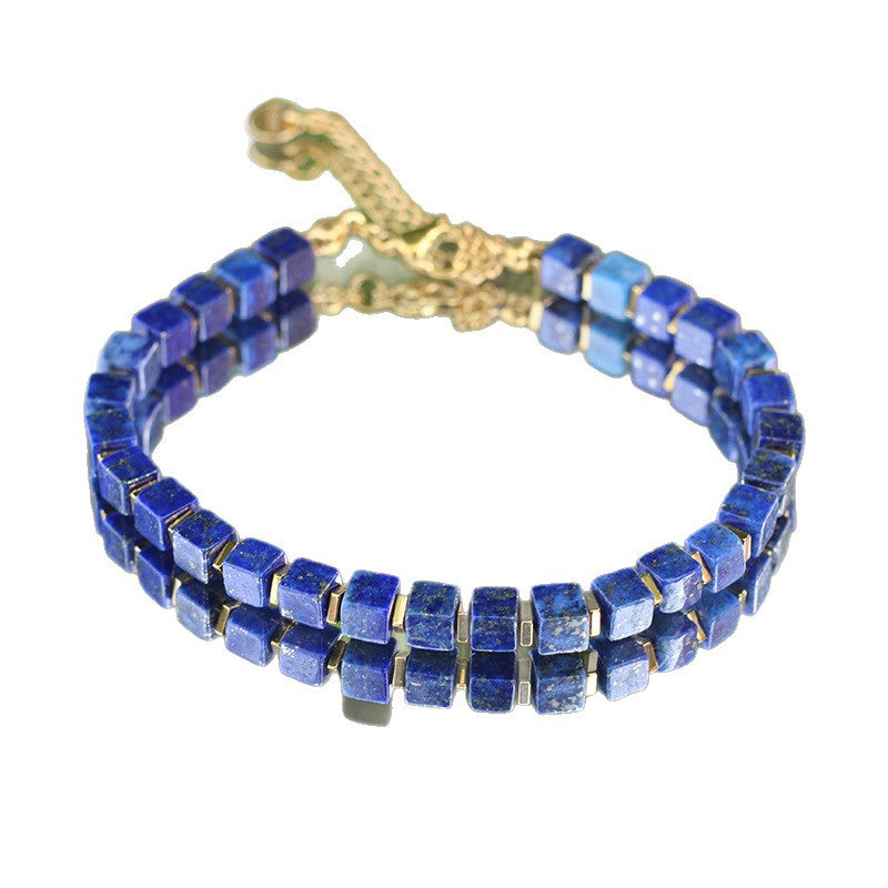 Stainless Steel Lobster Clasp Square Tiger Eye Bracelet