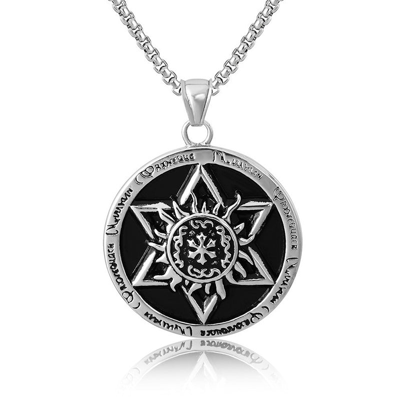 Men's Titanium Steel Personalized Retro Disc Six-pointed Star Fashion Pendants