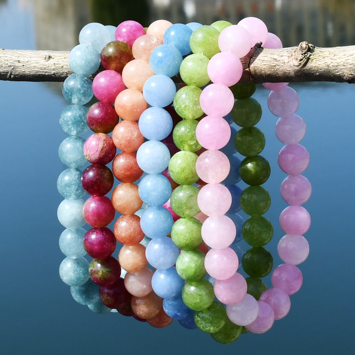 Women's & Men's Summer Colorful Beaded Aquamarine Crystal Niche Bracelets