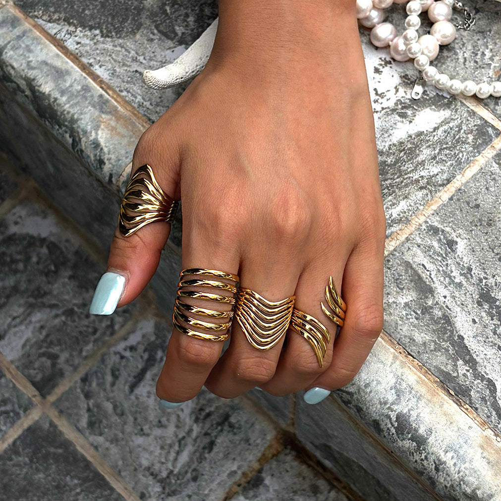 Linear Titanium Steel No Fading Female Ring