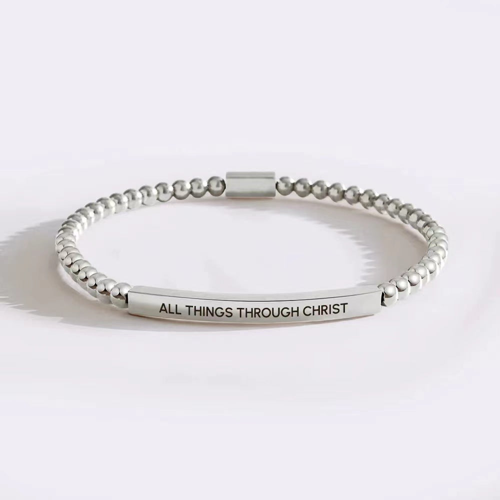 Elbow Laser Sculpture String Beads Chain Bracelet