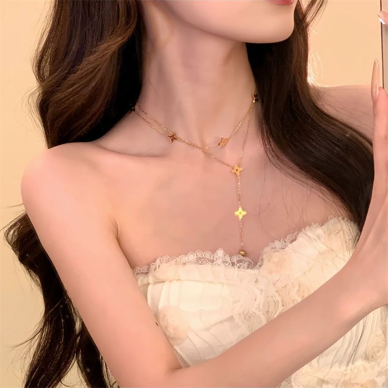 Dream Retro Double Gold Stars Twin Special Interest Light Luxury Necklaces